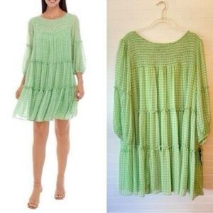 Maison Tara Women's Gingham Green A-Line Dress NWT Size 22W